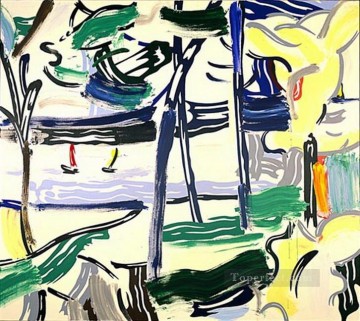 抽象的かつ装飾的 Painting - 木々の間を行くヨット 1984 POP